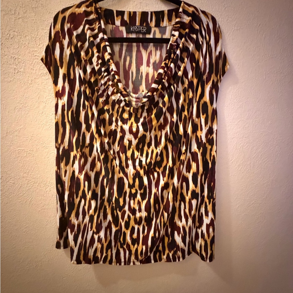 Kasper Women's Animal Print Blouse - Brown, Black, and White